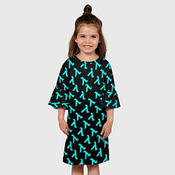 Платье клеш для девочки Half life pattern freeman valve, цвет: 3D-принт — фото 2