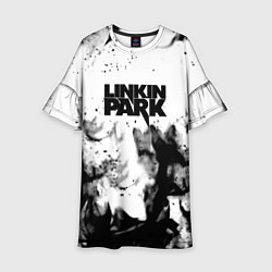Платье клеш для девочки Linkin park огненный дым рок, цвет: 3D-принт