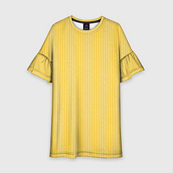 Платье клеш для девочки Жёлтый в белую полоску, цвет: 3D-принт
