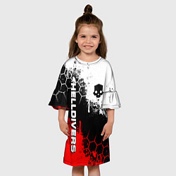 Платье клеш для девочки Helldivers 2: Skull Logo, цвет: 3D-принт — фото 2