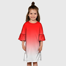 Платье клеш для девочки Красно белый градиент, цвет: 3D-принт — фото 2