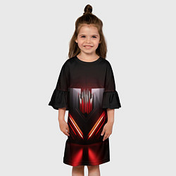 Платье клеш для девочки Красная и черная кибернетика, цвет: 3D-принт — фото 2