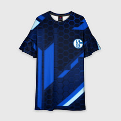 Платье клеш для девочки Schalke 04 sport geometry, цвет: 3D-принт