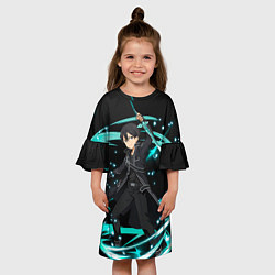Платье клеш для девочки Кирито из Сао, цвет: 3D-принт — фото 2