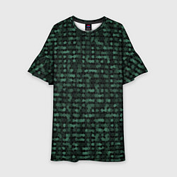 Платье клеш для девочки Мозаика тёмно-зелёный, цвет: 3D-принт