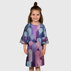 Платье клеш для девочки Цветные цилиндры, цвет: 3D-принт — фото 2