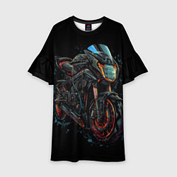 Платье клеш для девочки Мотоцикл будущего в стиле киберпанк, цвет: 3D-принт