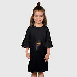 Платье клеш для девочки Глаз черной пантеры на черном фоне, цвет: 3D-принт — фото 2