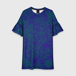 Платье клеш для девочки Камуфляж синий с зелеными пятнами, цвет: 3D-принт