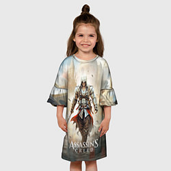 Платье клеш для девочки Assassins creed poster game, цвет: 3D-принт — фото 2