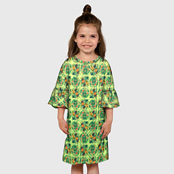 Платье клеш для девочки Паттерн флоры, цвет: 3D-принт — фото 2