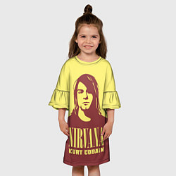 Платье клеш для девочки Kurt Cobain Nirvana, цвет: 3D-принт — фото 2