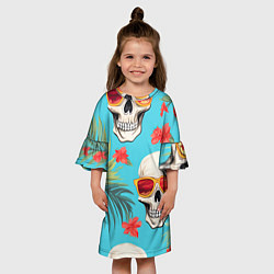Платье клеш для девочки Черепа в отпуске, цвет: 3D-принт — фото 2
