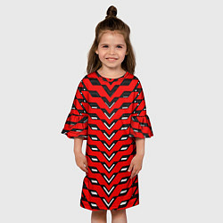 Платье клеш для девочки Красная броня с белыми прорезями, цвет: 3D-принт — фото 2