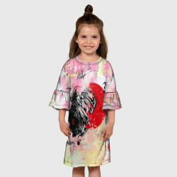 Платье клеш для девочки Berserk sakura samurai, цвет: 3D-принт — фото 2