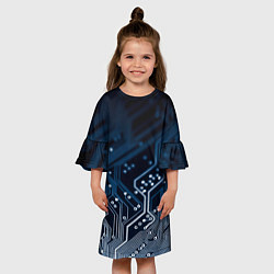 Платье клеш для девочки Дорожки платы, цвет: 3D-принт — фото 2