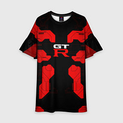 Платье клеш для девочки Nissan GTR - Cyber red, цвет: 3D-принт