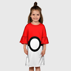Платье клеш для девочки Pokeball texture, цвет: 3D-принт — фото 2