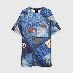 Платье клеш для девочки Vanguard jeans patchwork - ai art, цвет: 3D-принт