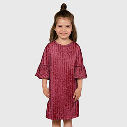Платье клеш для девочки Тёмный красно-розовый полосатый, цвет: 3D-принт — фото 2