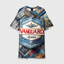 Платье клеш для девочки Vanguard denim patchwork - ai art, цвет: 3D-принт