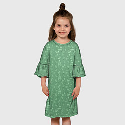 Платье клеш для девочки Яркий зеленый однотонный цветочный узор, цвет: 3D-принт — фото 2