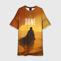 Платье клеш для девочки Дюна - пустыня, цвет: 3D-принт