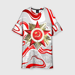 Платье клеш для девочки Великая отечественная - красные нити, цвет: 3D-принт