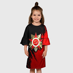 Платье клеш для девочки Велика отечественная - красный градиент, цвет: 3D-принт — фото 2