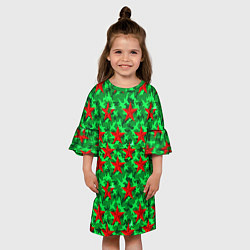 Платье клеш для девочки Красные звезды победы на зеленом камуфляже, цвет: 3D-принт — фото 2