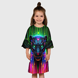 Платье клеш для девочки Неоновая цифровая пантера, цвет: 3D-принт — фото 2
