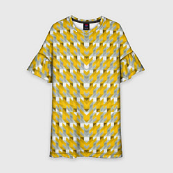 Платье клеш для девочки Жёлто-белый паттерн, цвет: 3D-принт