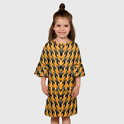 Платье клеш для девочки Чёрно-жёлтый паттерн, цвет: 3D-принт — фото 2