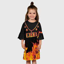 Платье клеш для девочки Елена - имя в огне, цвет: 3D-принт — фото 2