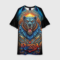 Платье клеш для девочки Суровый русский медведь, цвет: 3D-принт