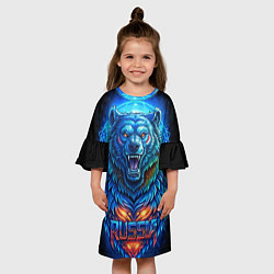 Платье клеш для девочки Ледяной белый русский медведь, цвет: 3D-принт — фото 2