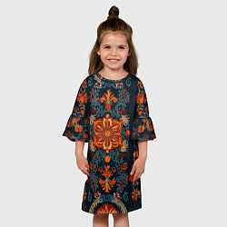 Платье клеш для девочки Текстуры в славянском стиле, цвет: 3D-принт — фото 2