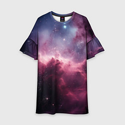 Платье клеш для девочки Абстрактный космос фантастика, цвет: 3D-принт