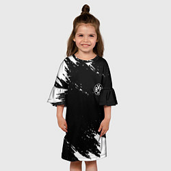 Платье клеш для девочки Borussia краски чёрно белый, цвет: 3D-принт — фото 2