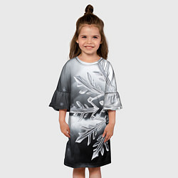 Платье клеш для девочки Чено-белая снежинка, цвет: 3D-принт — фото 2