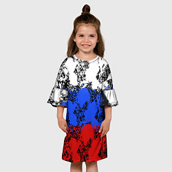 Платье клеш для девочки Российский флаг брызги, цвет: 3D-принт — фото 2