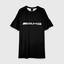 Платье клеш для девочки Amg logo white, цвет: 3D-принт