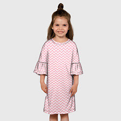 Платье клеш для девочки Белый в розовые ломаные полосы, цвет: 3D-принт — фото 2