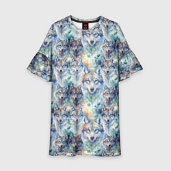 Платье клеш для девочки Паттерн из волков, цвет: 3D-принт