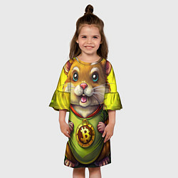 Платье клеш для девочки Крипто-хомяк, цвет: 3D-принт — фото 2