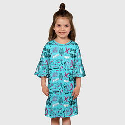 Платье клеш для девочки We are the future - граффити, цвет: 3D-принт — фото 2