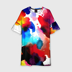 Платье клеш для девочки Абстрактная акварельная композиция, цвет: 3D-принт