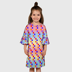 Платье клеш для девочки Тетрис импровизированный, цвет: 3D-принт — фото 2