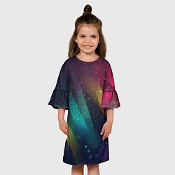 Платье клеш для девочки Неоновые цветные полосы, цвет: 3D-принт — фото 2