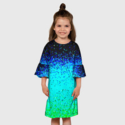 Платье клеш для девочки Пикселизация неоновых цветов, цвет: 3D-принт — фото 2